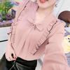 Women's Spring New Style Korean Fashion Bow Long-sleeved Blouse Slim Slimming Shirt All-match Chiffon Shirt