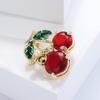 Blucome New Design Red Cherry Shape Brooch Gold Color Enamel Brooches Jewelry Pins Girl Christmas Gifts Scarf Hat Accessories