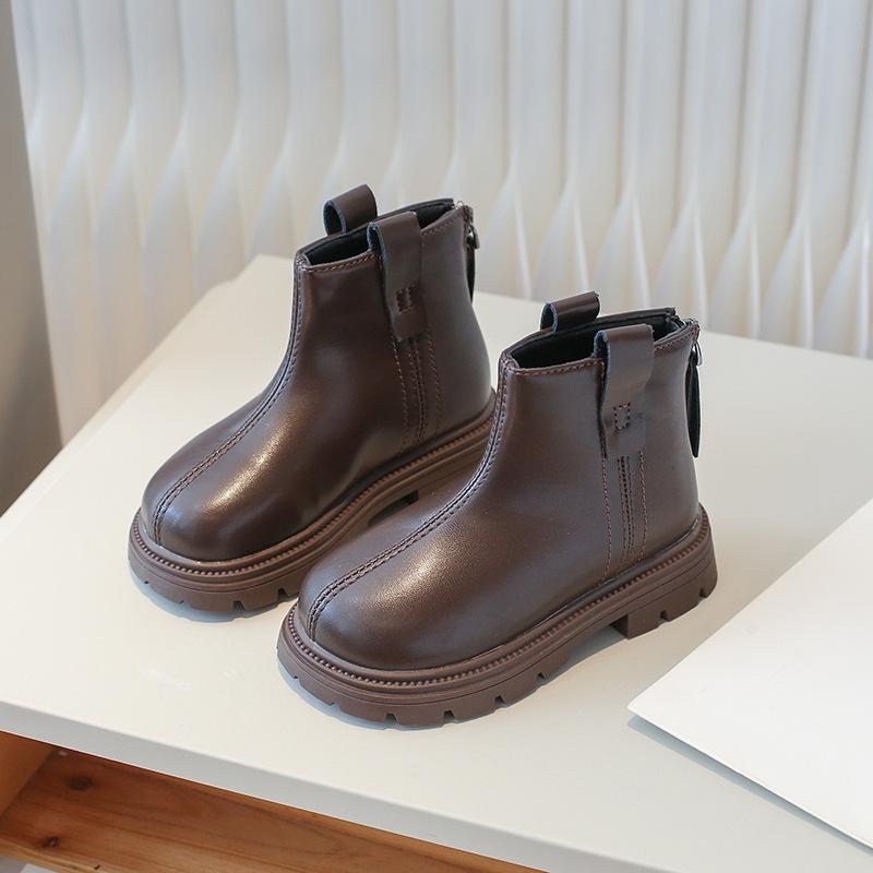 Новые весенние кожаные ботинки для детей, модные короткие ботинки