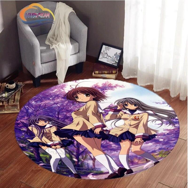 Анимированный ковер CLANNAD Круглый ковер сексуальная мультсериальная серия Игра родитель-ребенок Нескользящий для питомцев в гостиной