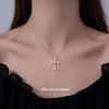 Banyan Tree S925 Silver Zircon Cross Necklace for Women - Simple Korean Full Diamond Pendant Clavicle Chain Trend