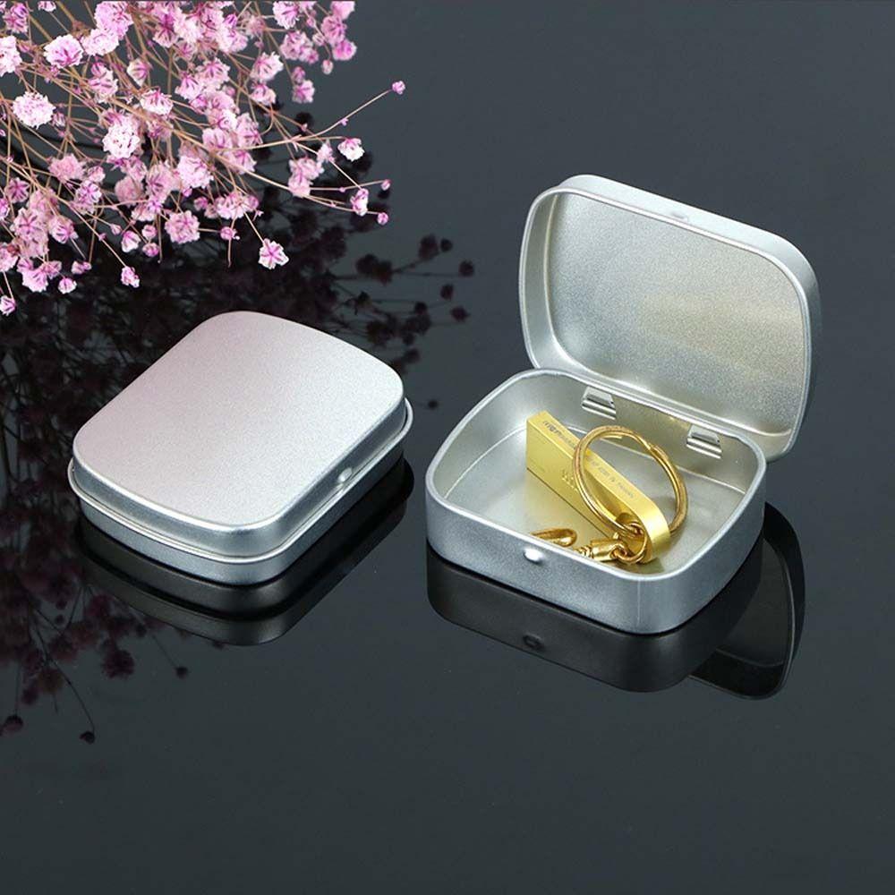 With Lid Rectangular Candy Box Sealed Mini Pill Case Portable Flip-top Iron Box Storage Box