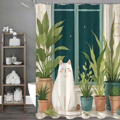 Шторка для душа Cat Basin, Декоративная шторка для душа для ванной, Водонепроницаемая шторка для душа с крючками