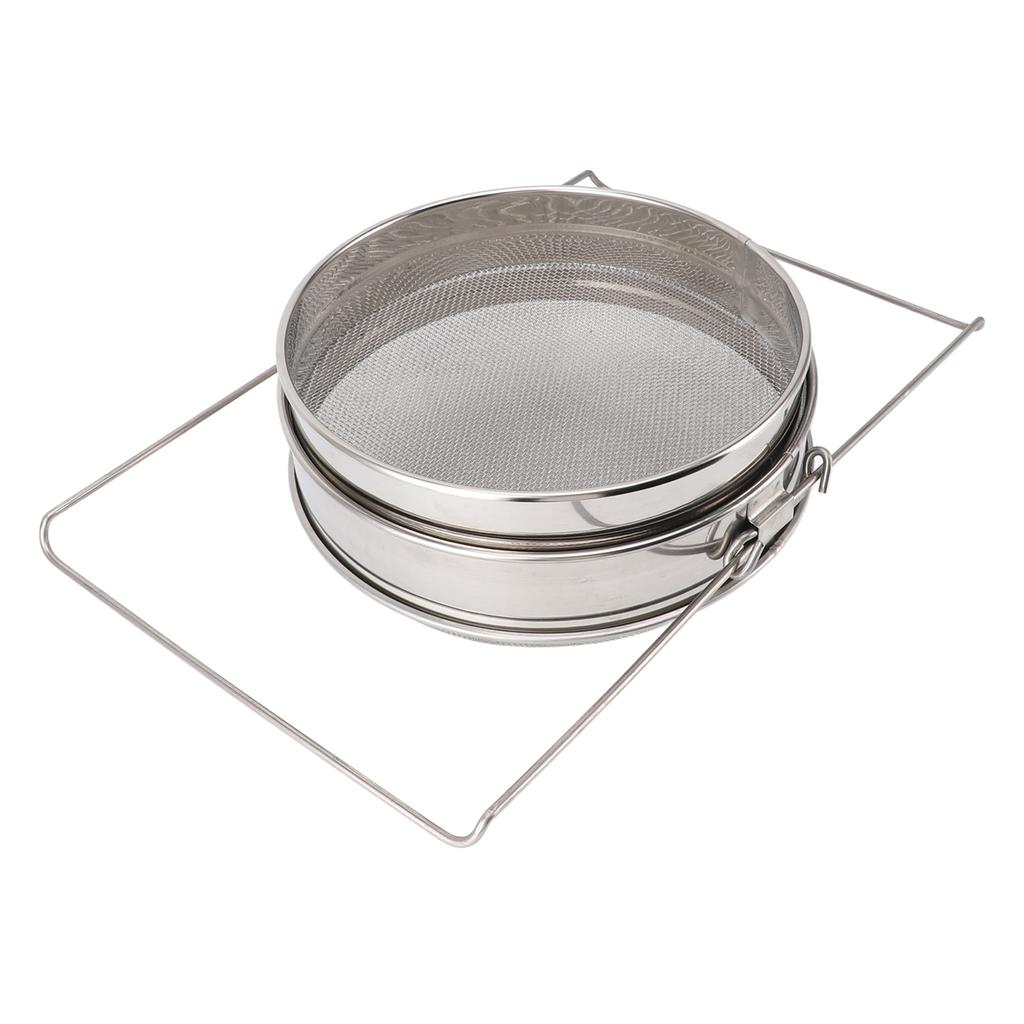 Stainless Steel Honey Strainer, Double Sieve Beekeeping Equipment, Mesh Filter Strainer for 5 Gallon Bucket with Up to 16.5 Inch Extendable Arms, Desi