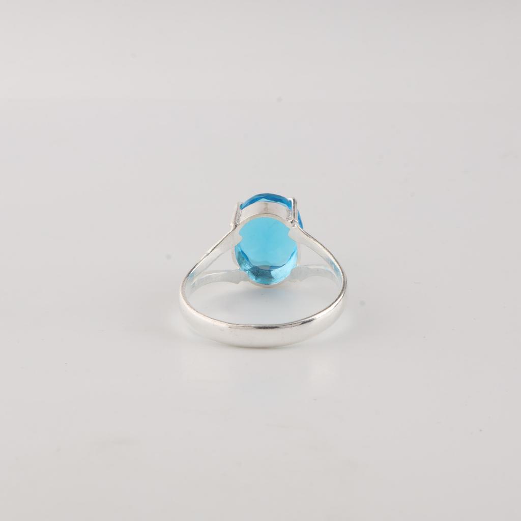 Швейцарский голубой топаз Драгоценный камень 925 пробы Стерлинговое серебро Ручная работа Дизайнерское кольцо Для девушки RR-75-13