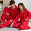 Wedding Couple Pajamas Men'S And Women'S Autumn And Winter Coral Fleece Thickened And Fleece Red Natal Year Wedding Loungewear Set
