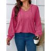 Осень и Зима Однотонный Большой Размер Топ V-образный вырез Капюшон Длинный рукав Свободные Женские Футболки
