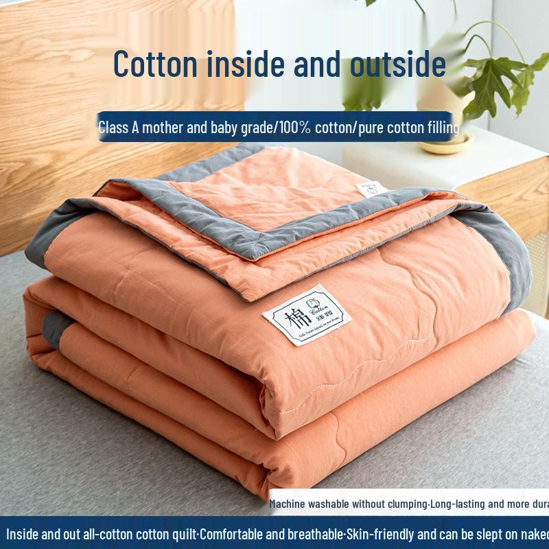 Стиганое одеяло из чистого хлопка - Мягкое, Легкое, Дышащее, Идеально для лета, Доступно в односпальном и двуспальном размерах.