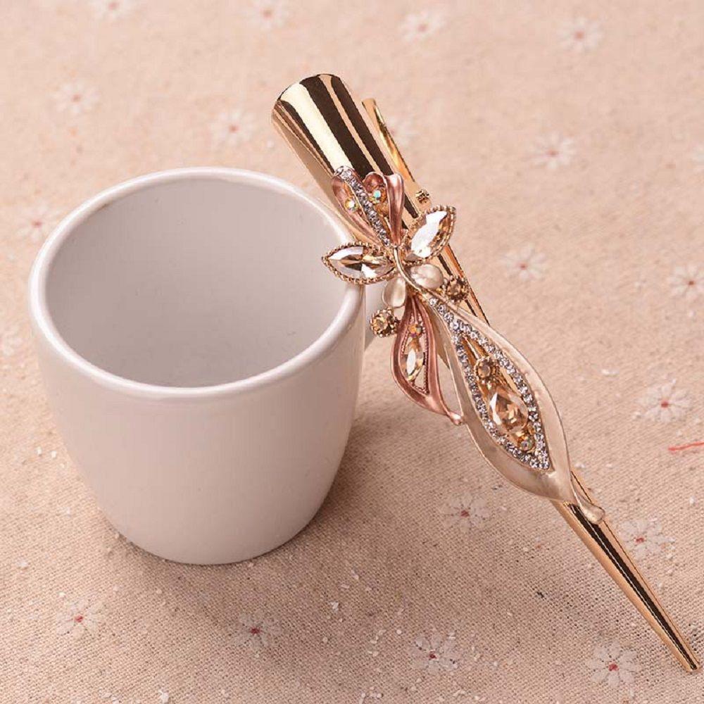 Large Fashion Crystal Metal Butterfly Women Duckbill Clips Hair Clips Hairpin Horn Clips