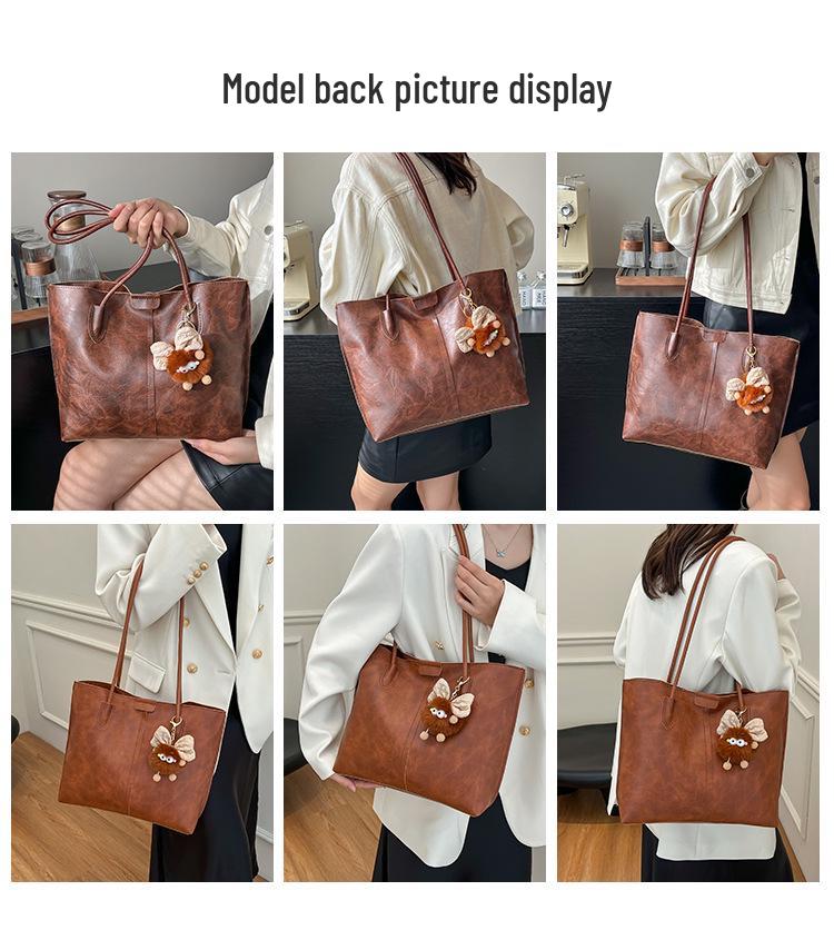 2025 New Retro Textured Women's Versatile Tote Bag - Large Capacity Shoulder Bag for Class and Commuting
