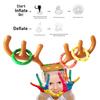 Set of 16 Christmas Inflatable Reindeer Antler Ring-Toss Game Set 2 Antler Hats 12 -Rings 1 Pump 1 Storage Bag Rudolph Game For Kids Family Xmas
