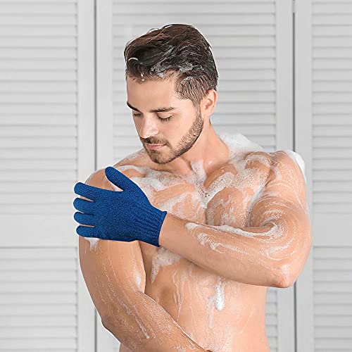 2 Pairs Bath Exfoliating Gloves for Men and Women – CLEEDY 4 Pcs Heavy and Large Exfoliating Gloves Scrubbing for Shower  Spa  Massage