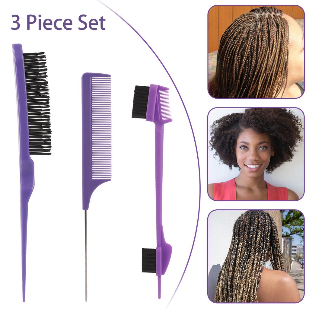 3pcs Hair Styling Comb Set Hair Brush Accessories Double Sided Edge Control Hair Combs