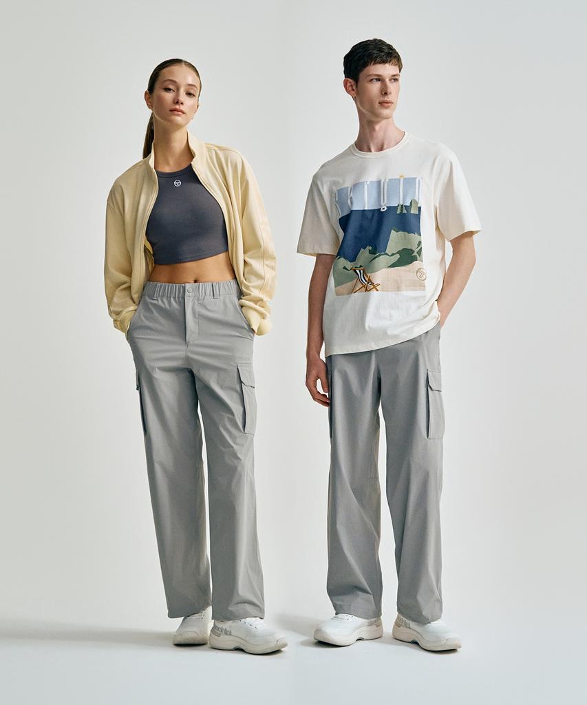 SERGIO TACCHINI U Прямые брюки-джоггеры с тканым узором, 2-сторонние
