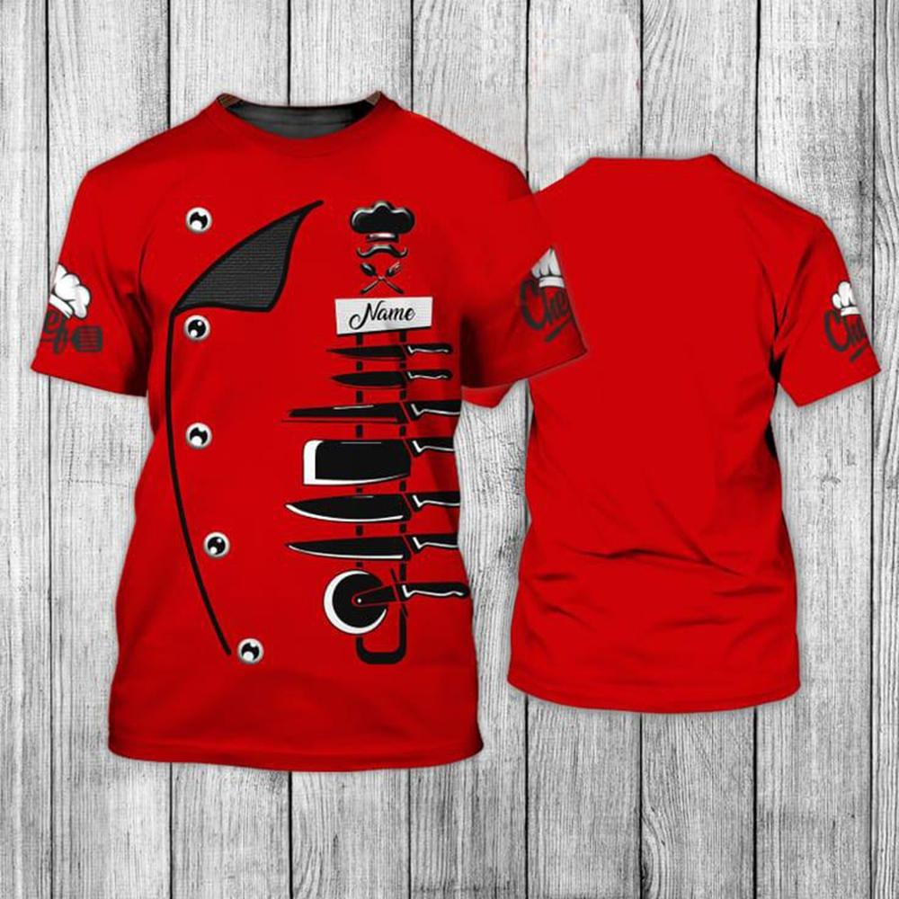 Летняя мода Шеф-повар и его инструменты Униформа, напечатанная на 3D-принтере, персонализированное творчество, удобные футболки