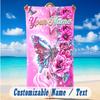 Butterfly Theme Beach Towel Personalized Custom Name & Text Soft Quick Dry Beach Towel for Swimming Travel