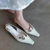 Sheepskin Version~ Square Head Hollow Design Kitten Heel Sandals Women's French Temperament Bag Head One-word Buckle Belt Low Heel Shoes