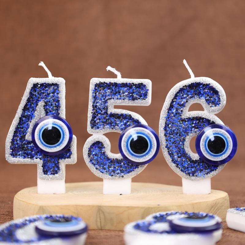 Цифровая свеча для торта на день рождения, украшение для вечеринки, ручная работа, сделай сам, цифровая свеча, дьявольский глаз