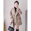 Пальто из овечьей шерсти 2024 года, осень, новая корейская версия, модное, среднее и длинное, утолщенное, теплое пальто из овечьей шерсти
