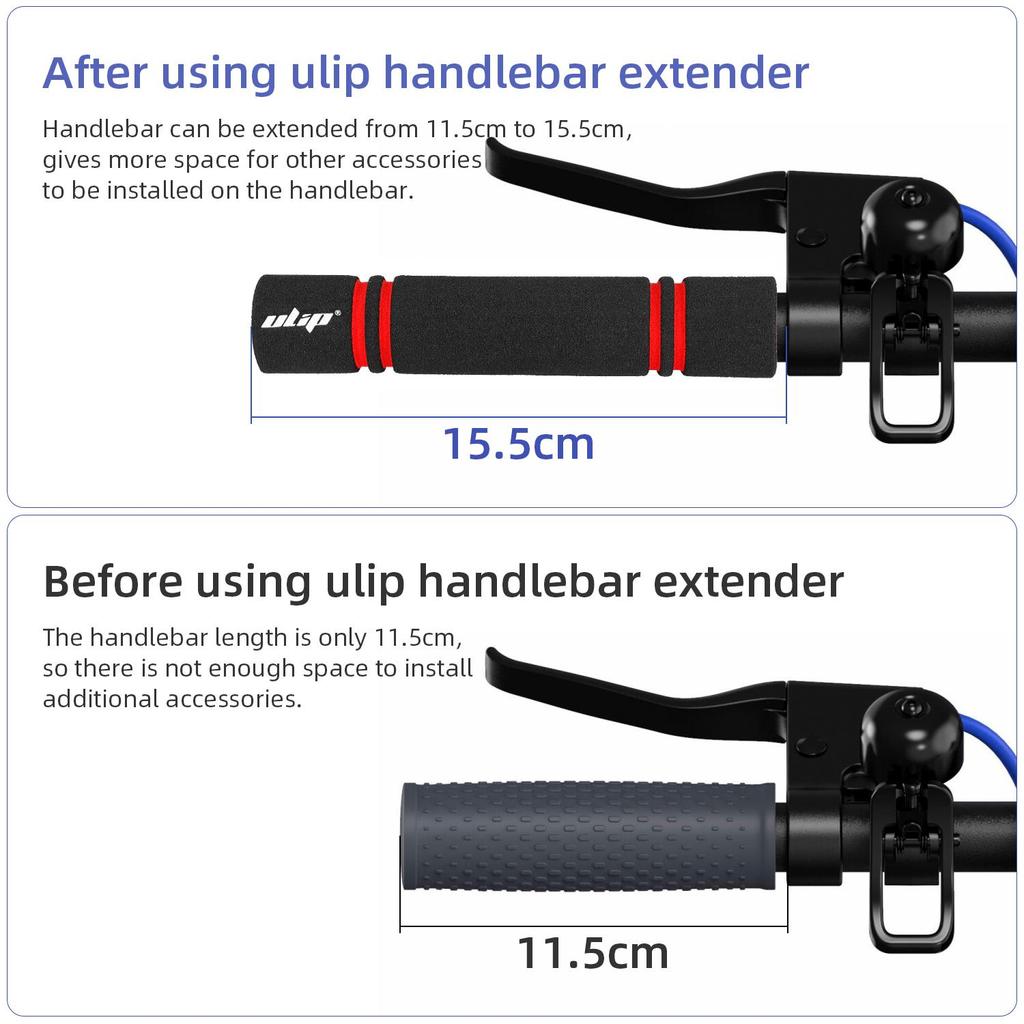 Black Ulip handlebar extender kit without light for Max G30 scooters