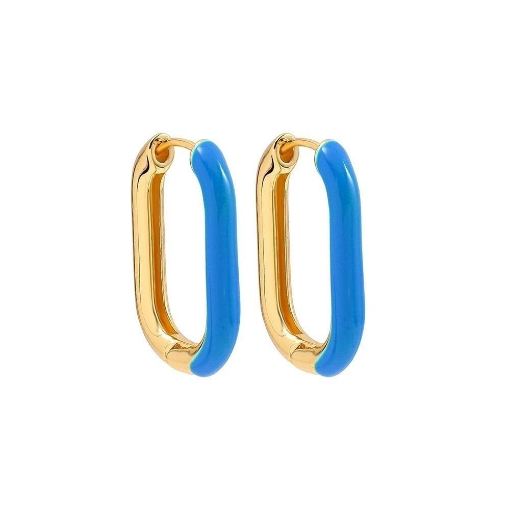 1 Pair Colorful U Shaped Hoop Earrings Minimalist Colorful Enamel Earrings  Women Jewelry