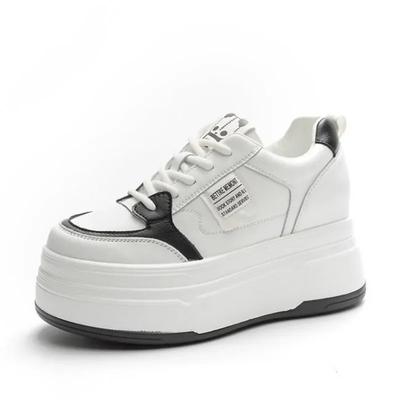 Модная осень 9 см Коровья замша Натуральная кожа Женская вулканизированная обувь Платформа Танкетка Скейтбординг Высокий бренд Каблуки Повседневная Устойчивая обувь