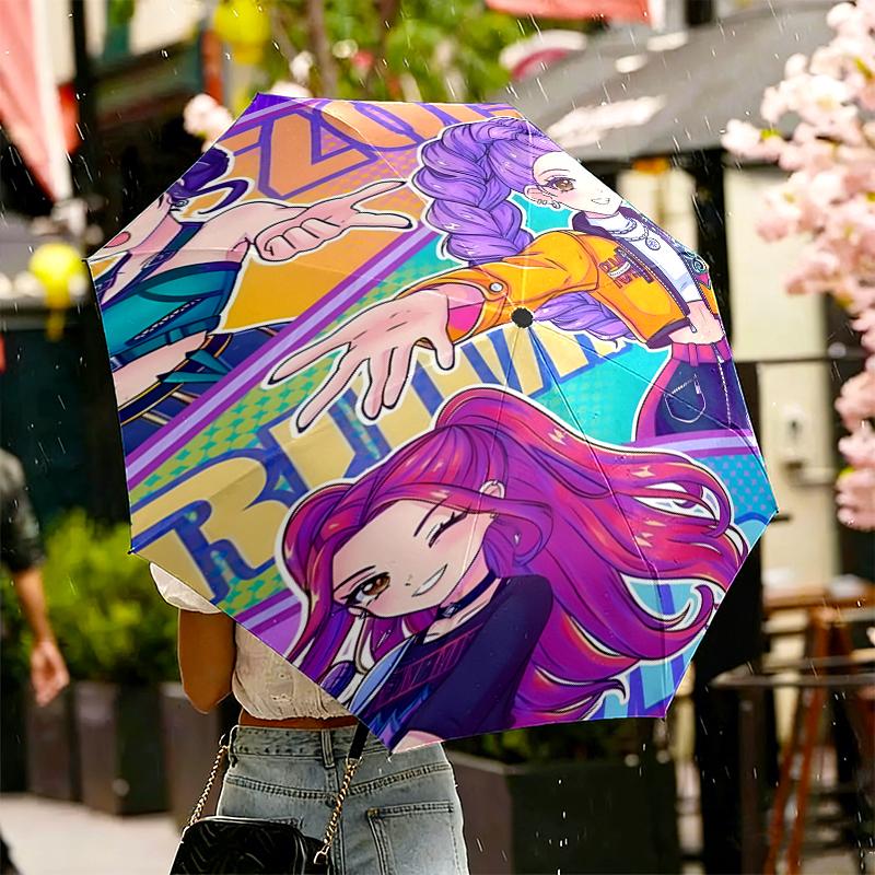 KPop Demon Hunters Print Umbrella Automatic Opening/ Closing - Portable Foldable Design - Daily use for Travel/Outdoor - Gift for Birthday