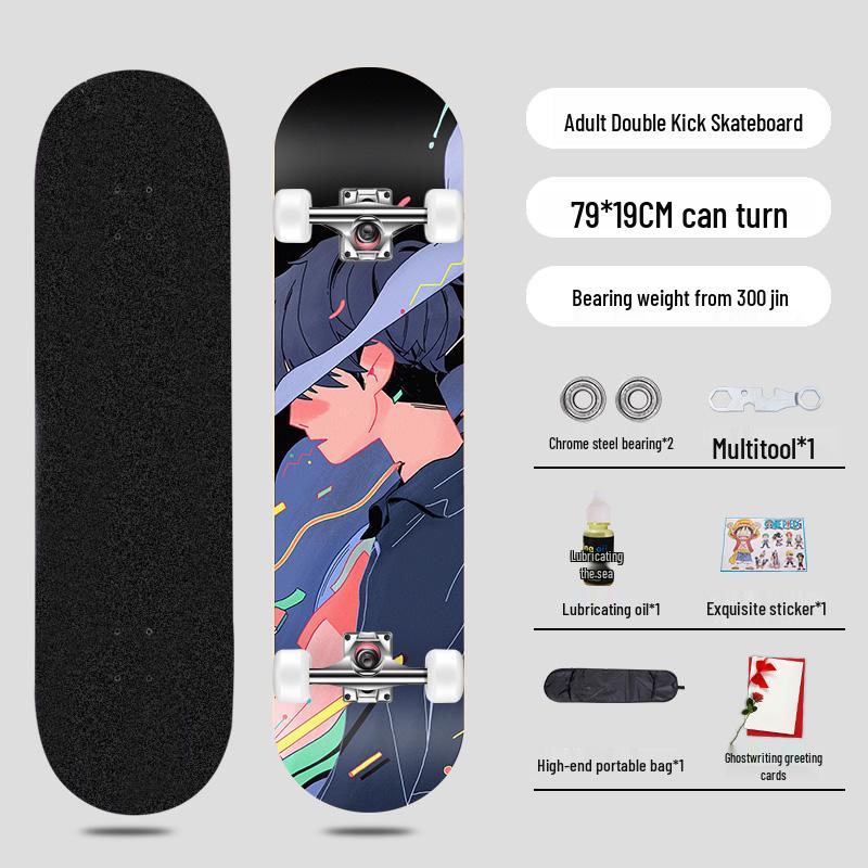 Начинающий скейтборд с двойным изгибом для уличного катания - Профессиональная короткая доска для мальчиков, девочек и взрослых