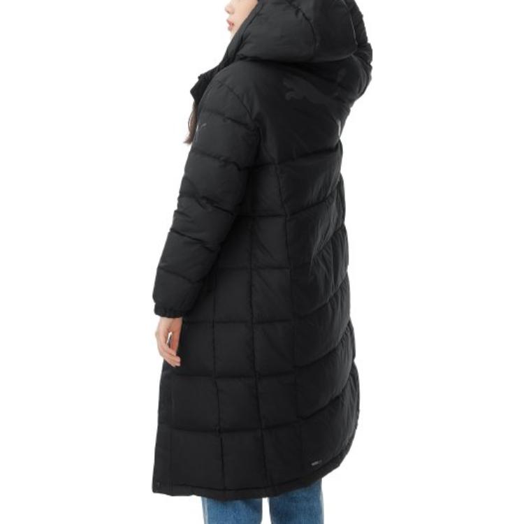 Puma Letter Print Long Hooded Down Jacket Unisex Outerwear Black 932547-01