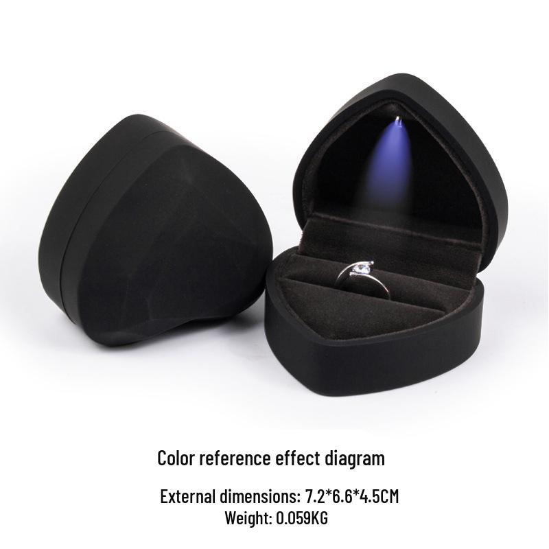 Elegant Heart-Shaped Jewelry Box with LED Light for Ring or Necklace.