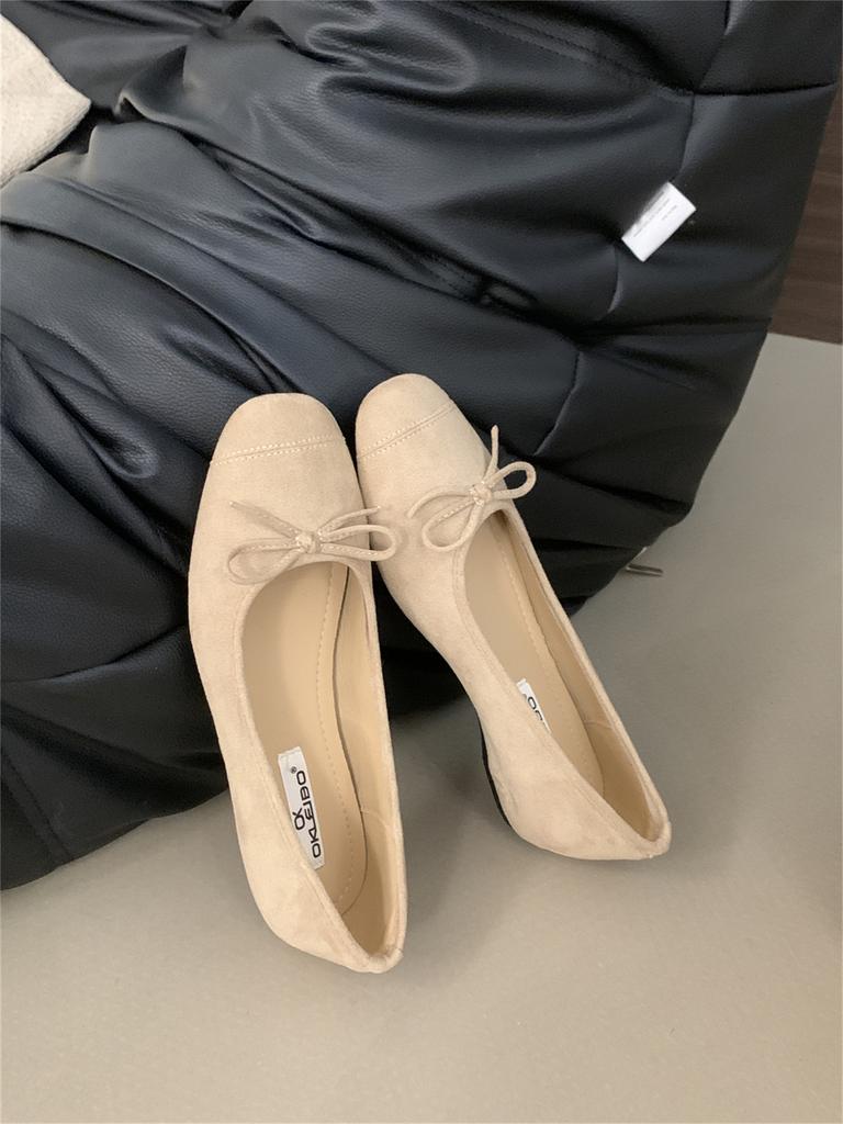Fashion 6 Colors Women Faux Suede Bowtie Ballets Shoes Ladies Dress Slip On Flats Loafers Female Soft Soled Moccasines Pig Toe Ballerina
