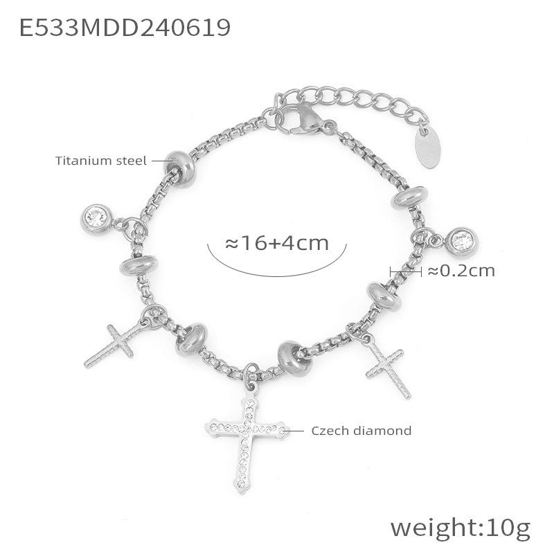 F.I.N.S Heart Cross Star Moon Multi Pendant Titanium Steel Bracelet For Women 18k Gold Plated Shiny Zircon Women's Charm Jewelry