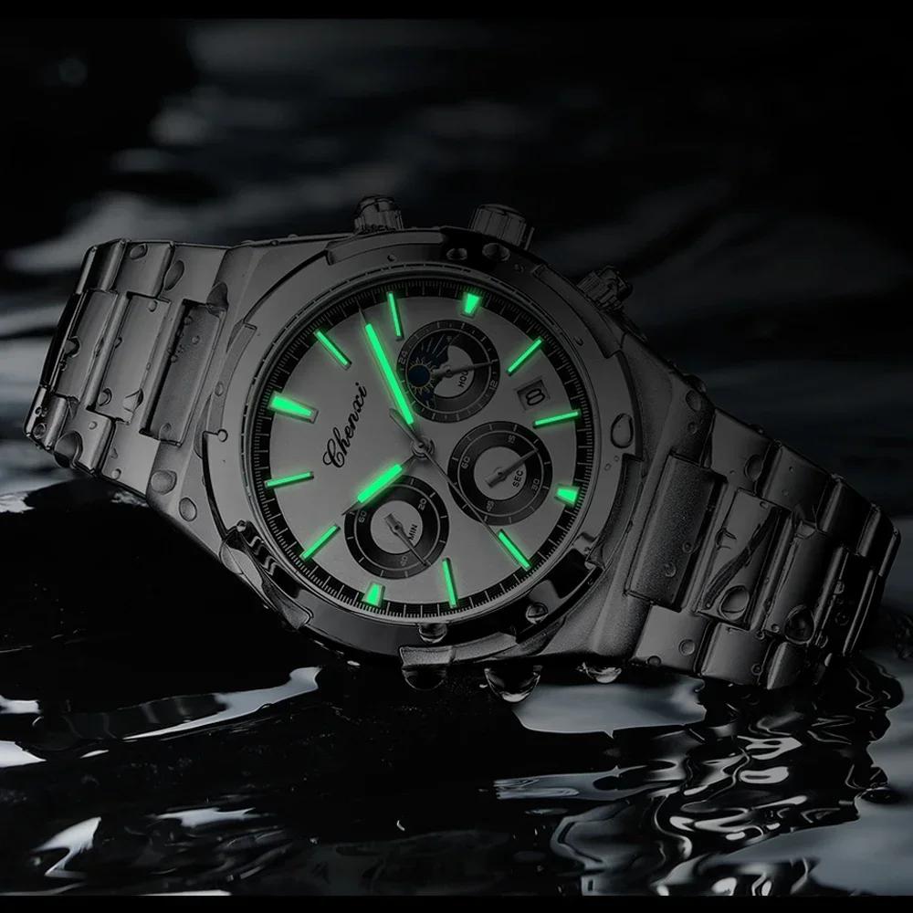 Темперамент Мужские Роскошные Модные Дизайнерские Золотые Мужские Часы Многофункциональные Светящиеся Кварцевые Мужские Наручные Часы Relogio Masculino