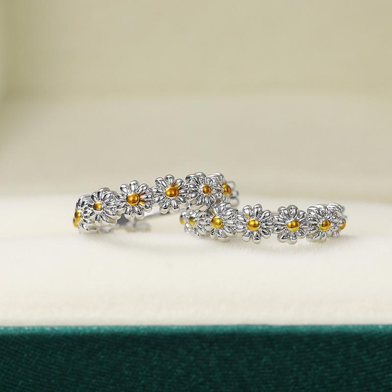 Модные серьги-кольца с пирсингом в виде ромашки из стерлингового серебра 925 пробы для женщин, классические ювелирные изделия в подарок для свадебной вечеринки