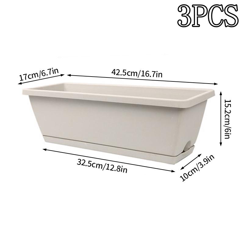 3шт прямоугольные кашпо цветочный горшок балкон дворик овощной корыто для посадки цветов пластиковые питомники цветочный горшок оптовая продажа