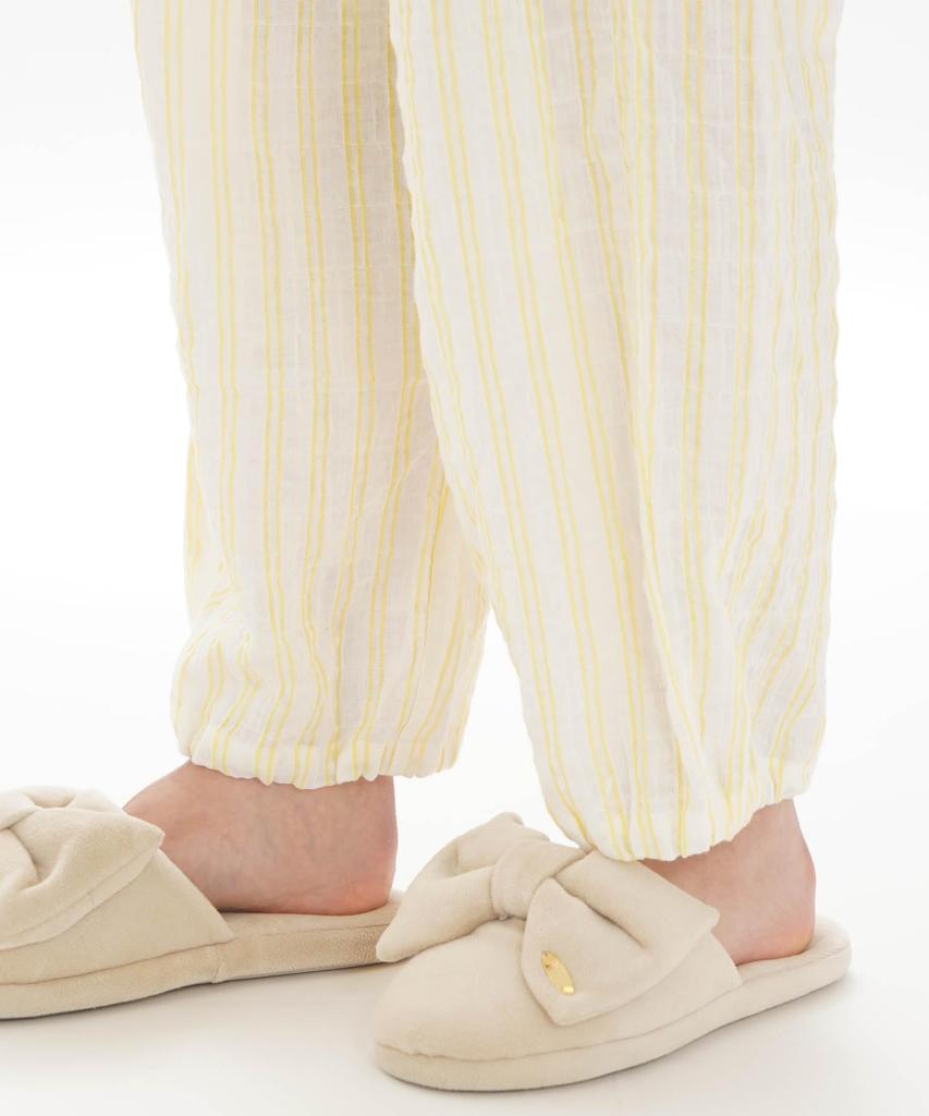 Пижамный комплект из двух полосок марли с присбориванием, желтый [Narue], пижамы, женские,