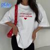 Russian Letter Love Printed T-shirt for Women Summer Comfy 100% Pure Cotton T-shirt Fashion Casual Short Sleeve Top Retro 90s