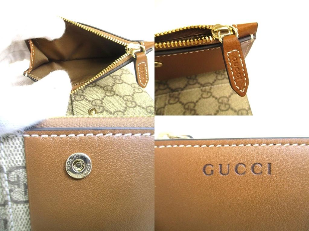 Authentic GUCCI GG Emblem Brown Leather Medium Wallet Bifold Wallet Compact Wallet #a761  Refurbished