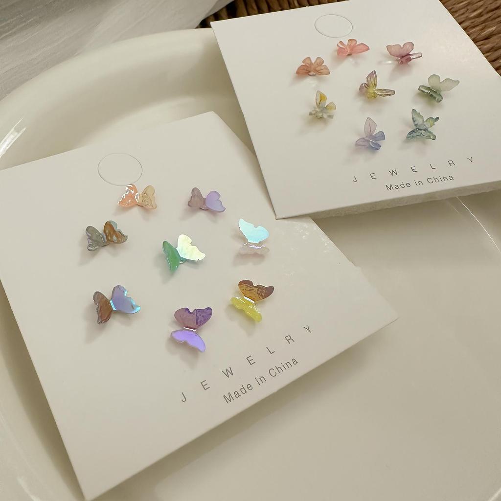 Three-Dimensional Butterfly Earrings Set – Silver Needle, Versatile, Sweet, Fairy-like Design, Perfect for Beautiful, Fashionable Girls.