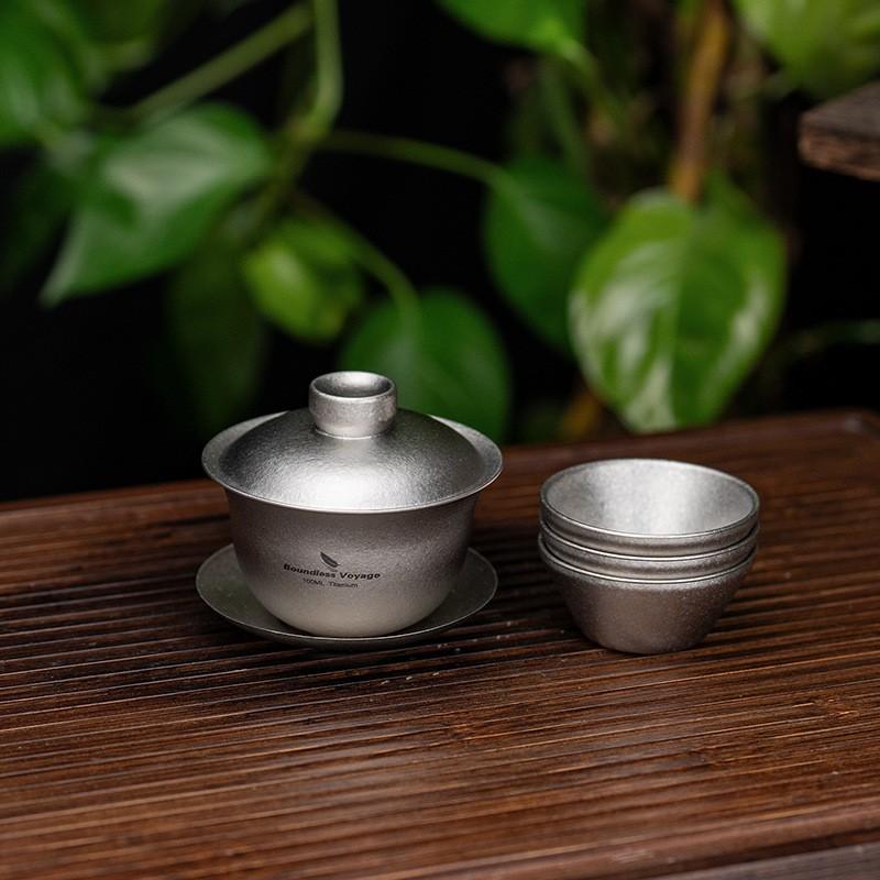 Pure Titanium Gaiwan Teapot Set Portable Lightweight Outdoor Camping Tea Gongfu Brewing