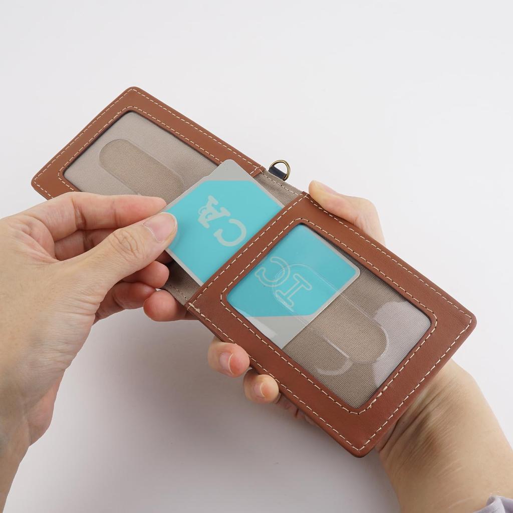 E-mono Кошелек для проездного для мужчин и женщин, Натуральная кожа, Трехсторонний, Складывающийся вдвое, Кошелек для проездного (оранжевый)