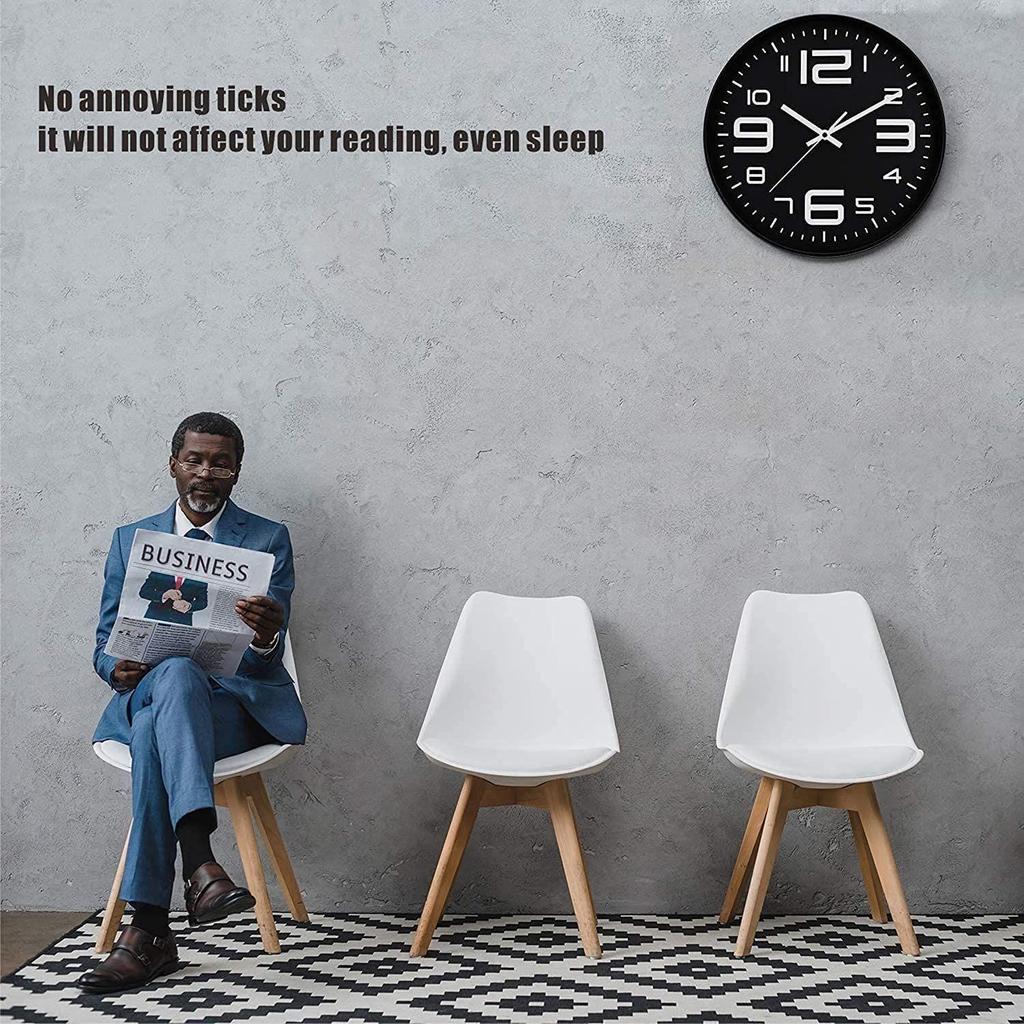 Настенные часы 12" Бесшумные Кварцевые Декоративные Новейшие Настенные часы Бесшумные Классические часы Работающие от батарейки Круглые Легко читаемые