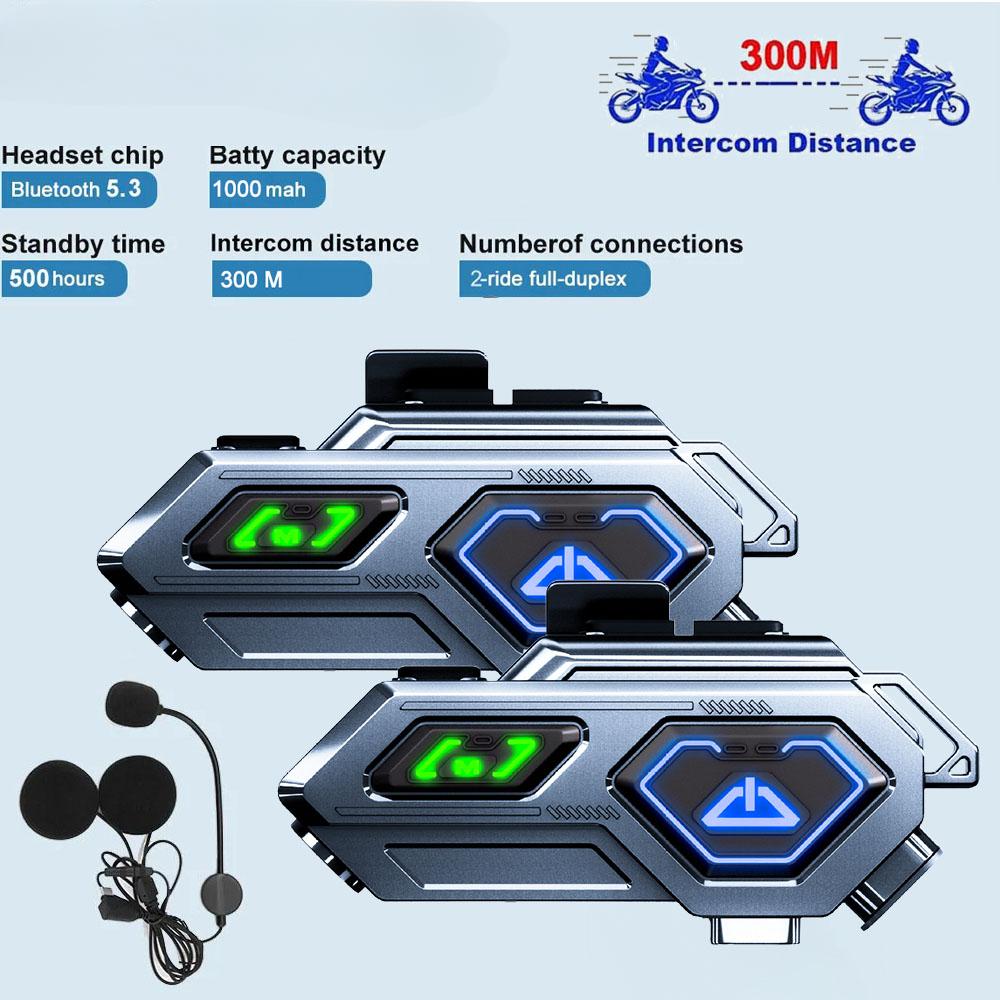 Гарнитура для мотоциклетного шлема Pro-Rider BT5.3 — 600-метровая связь, светодиодная подсветка, шумоподавление ENC, голосовое управление