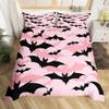 Happy Halloween Bedding Set 3D Bat Printing 2-3 Piece Set (No Core) Suitable for Bedroom Duvet Cover Set Halloween Decor Gift