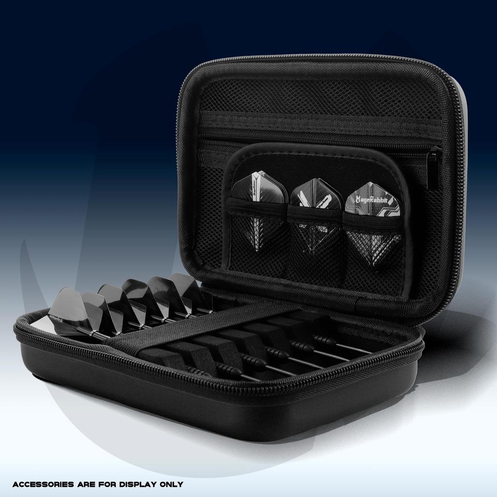MageRabbit Dart Case, Holds 6 Darts, Includes Storage for Tips, Shafts, and Flights (Black)
