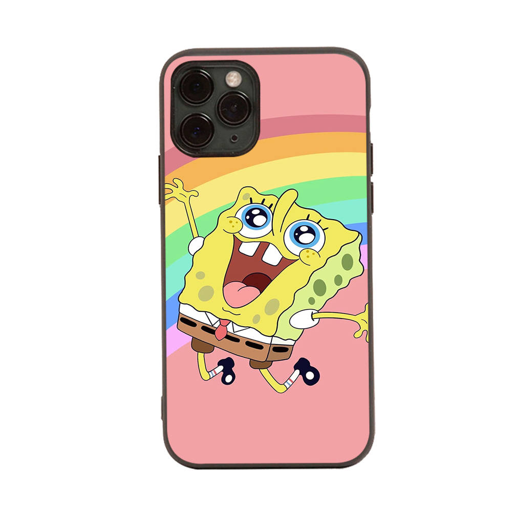 PB8 SpongeBob Cartoon Black Sofe Case for Samsung Note 20 Lite S24 Ultra S23 A03 A05 A06 A11 A71 A15 A16 A13 A24 A25 A33 A52 A53 A50 M55 M35 Plus