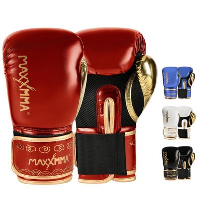 MaxxMMA Боксерские дышащие перчатки для и ММА тренировок Красные перчатки, Кикбоксинг, ММА, (10 унций, и Золото)