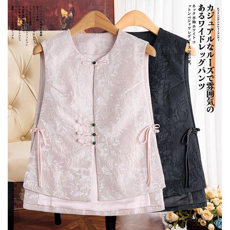 Vintage Style Jacquard Vest Sleeveless Retro Buckle Embroidered Backless Short Waistcoat for Women Casual Streetwear Party Layering Outfit Retro
