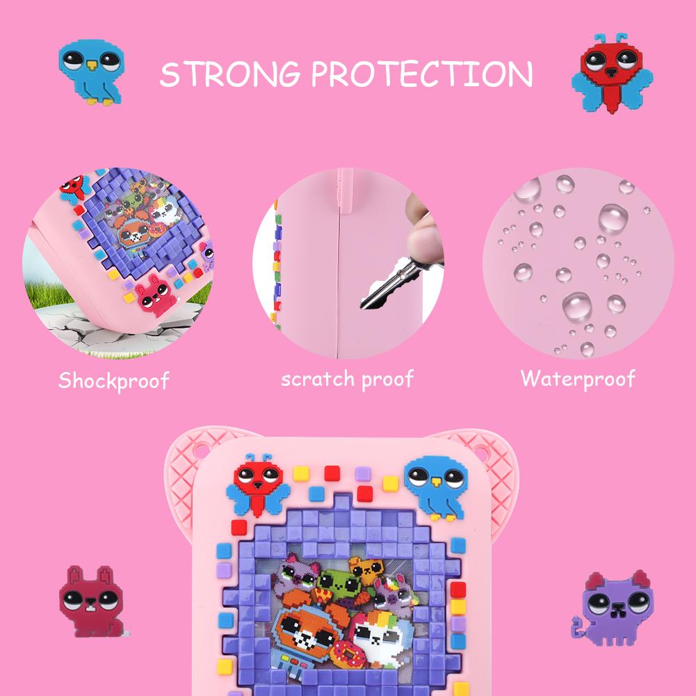 3D Animal Print Silicone Case Protective Storage Holder with Lanyard Shockproof Anti Drop for Bitzee Interactive Toy Digital Pet