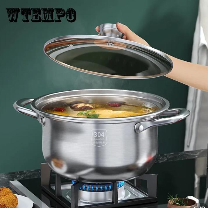 Пищевая кастрюля из нержавеющей стали 304, утолщенная, устойчивая к коррозии, устойчивая к коррозии кастрюля, кухонная индукционная плита с дном